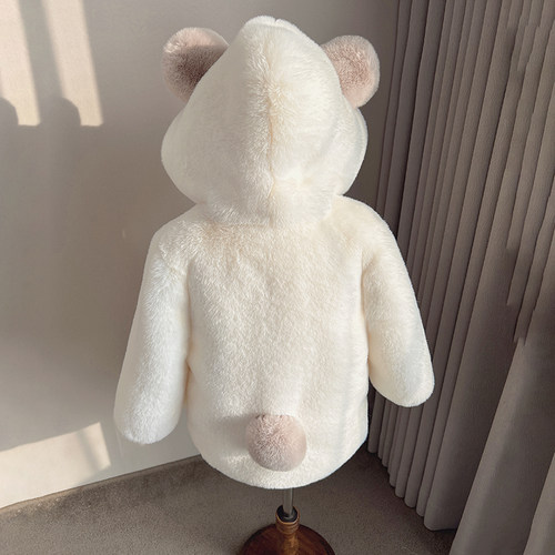 可爱的毛毛外套有耳朵有尾巴