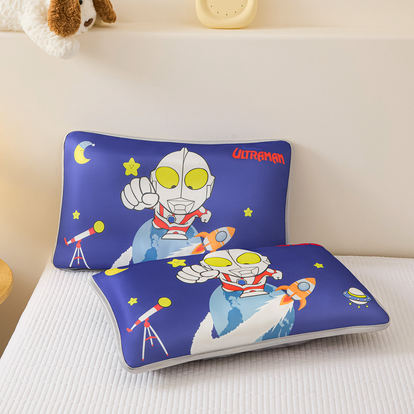 奥特曼儿童冰丝枕套30x50cm夏季卡通男孩幼儿园凉感枕头套40x60cm