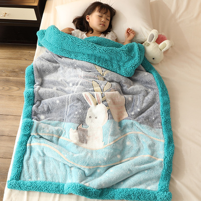 冬季婴儿幼儿园午睡午休珊瑚法兰绒盖毯儿童宝宝小毛毯子被子春秋