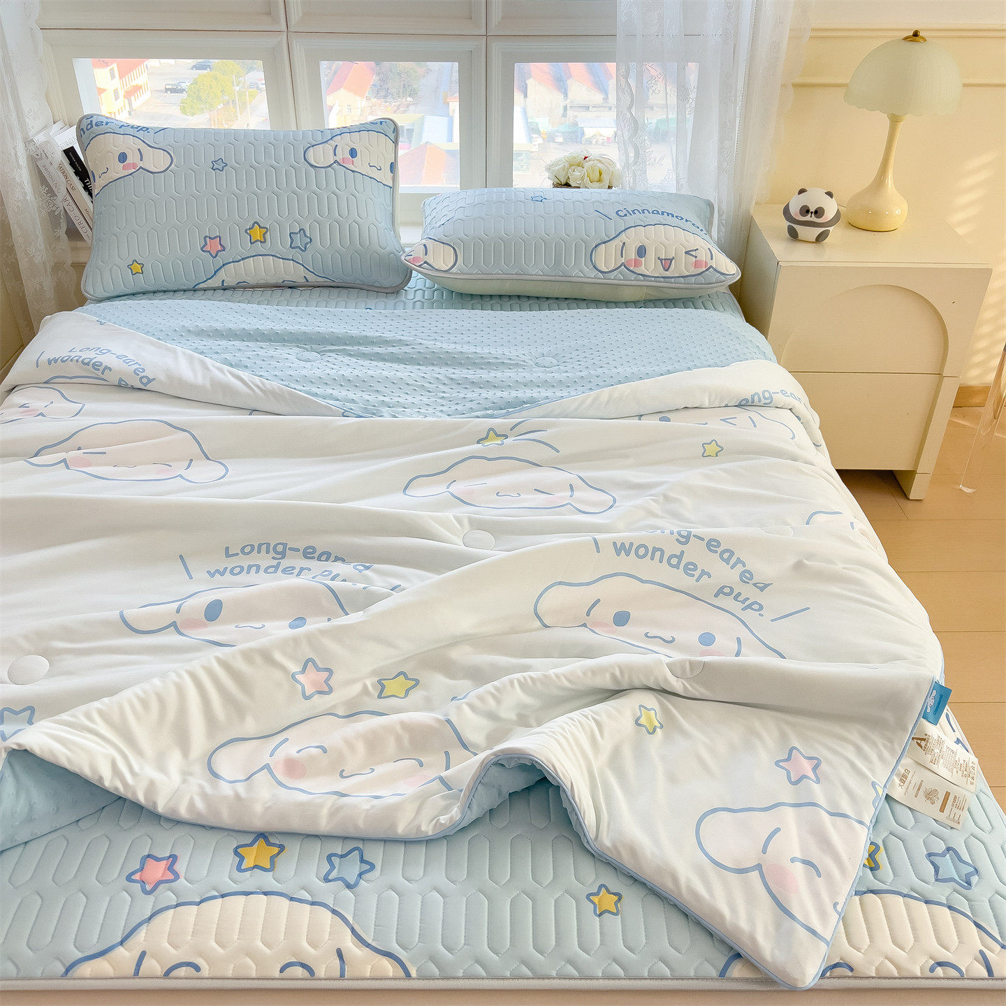 夏季乳胶凉席夏被四件套卡通儿童凉感空调被学生可水洗冰丝软席子