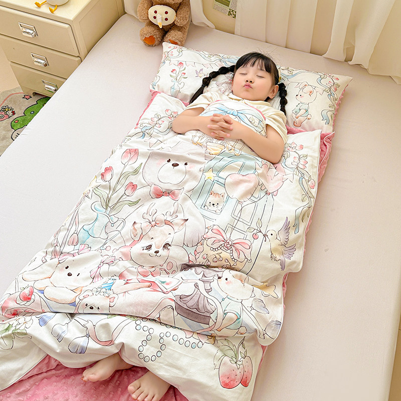 婴幼儿宝宝防踢被儿童豆豆绒睡袋春秋冬加厚幼儿园午睡被子四季