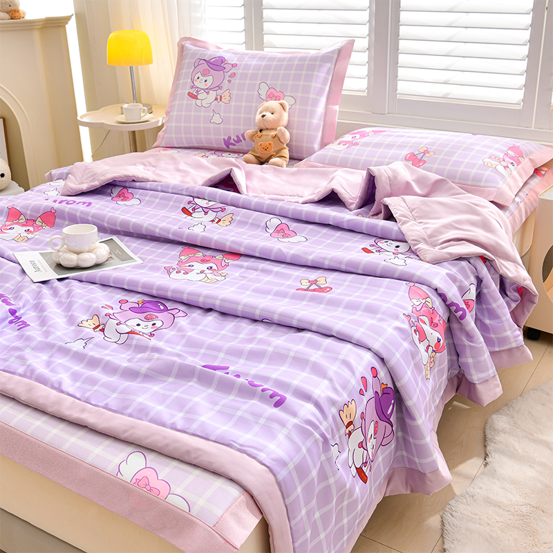 儿童卡通印花库洛米冰丝夏凉被家用学生单双人空调被可机水洗夏被