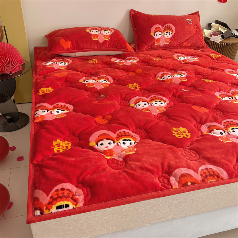 加厚结婚A类珊瑚绒床护垫