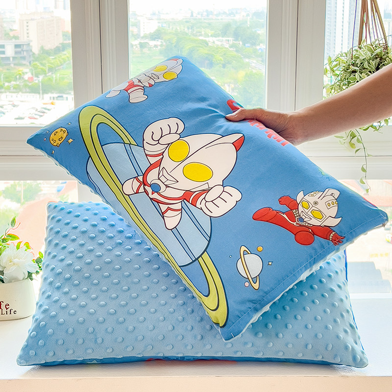 婴幼儿宝宝安抚豆豆枕儿童枕芯小学生睡觉专用枕头卡通奥特曼枕套