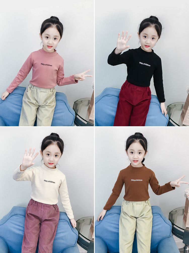 Girls ' autumn and winter base shirt winter 2020 new velvet 5 top 6 foreign school 7 children 8 girls long-sleeved T-shirt 9 years old