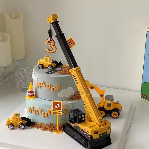 蛋糕装饰工程车儿童生日摆件
