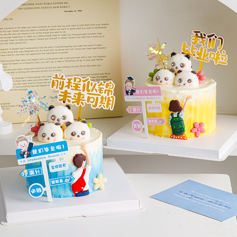 2025毕业季蛋糕装饰我们毕业啦亚克力指路牌软胶背影装扮插牌插件