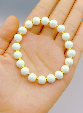 白色瓷珠纳福转运珠多巴胺女手链香灰瓷琉璃金箔半糖手串饰品礼物