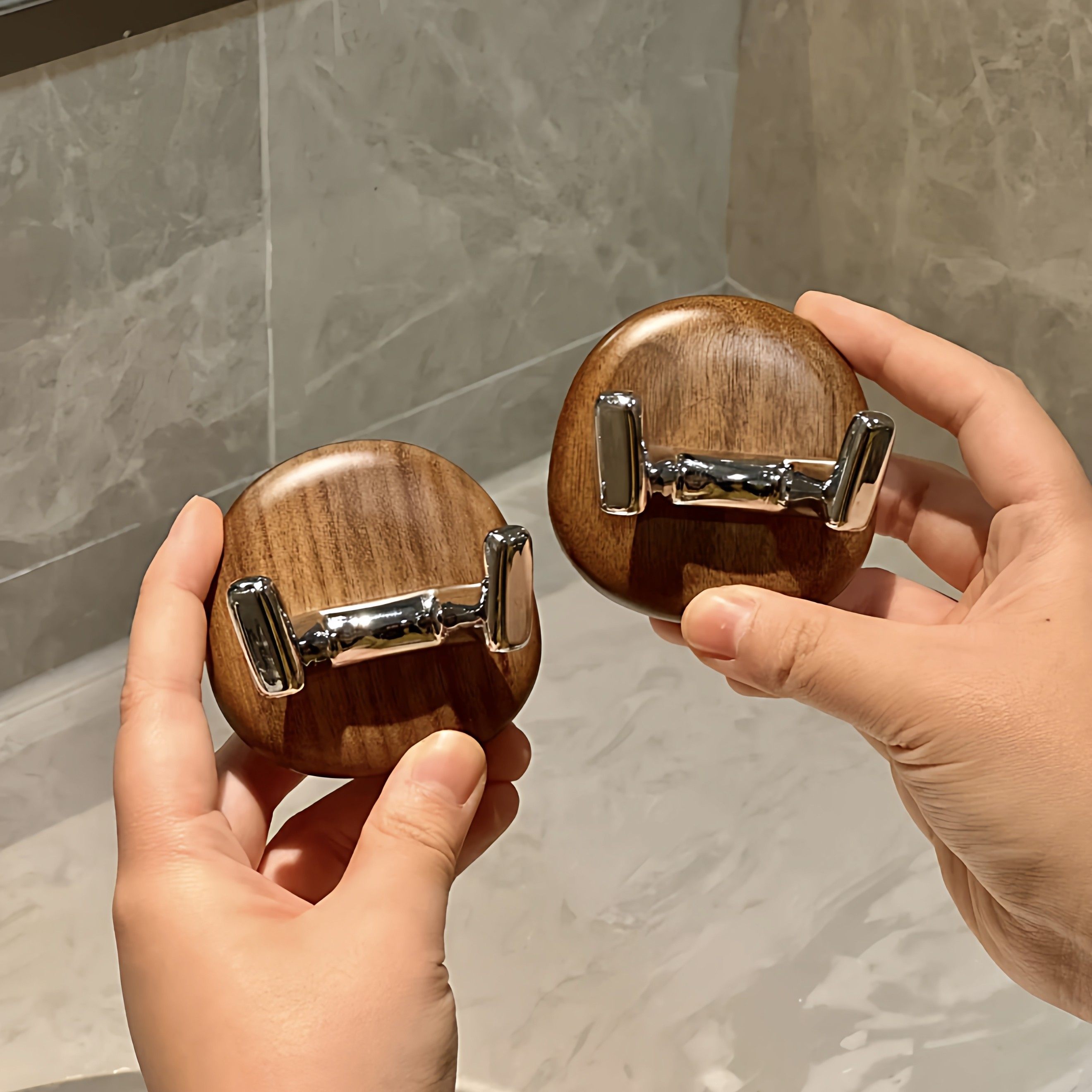 鹅卵石双角挂钩吸盘免打孔门後挂衣钩浴室强力承重中古风毛巾黏鈎,收纳整理,挂钩/粘钩,淘宝优惠券,粉丝福利购,淘宝优惠卷