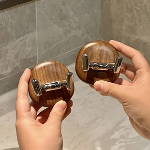 鹅卵石双角挂钩吸盘免打孔门後挂衣钩浴室强力承重中古风毛巾黏鈎
