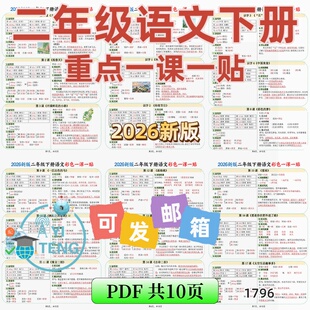 2026语文二年级下册课课贴每课重点知识点生字近反义词组词电子版