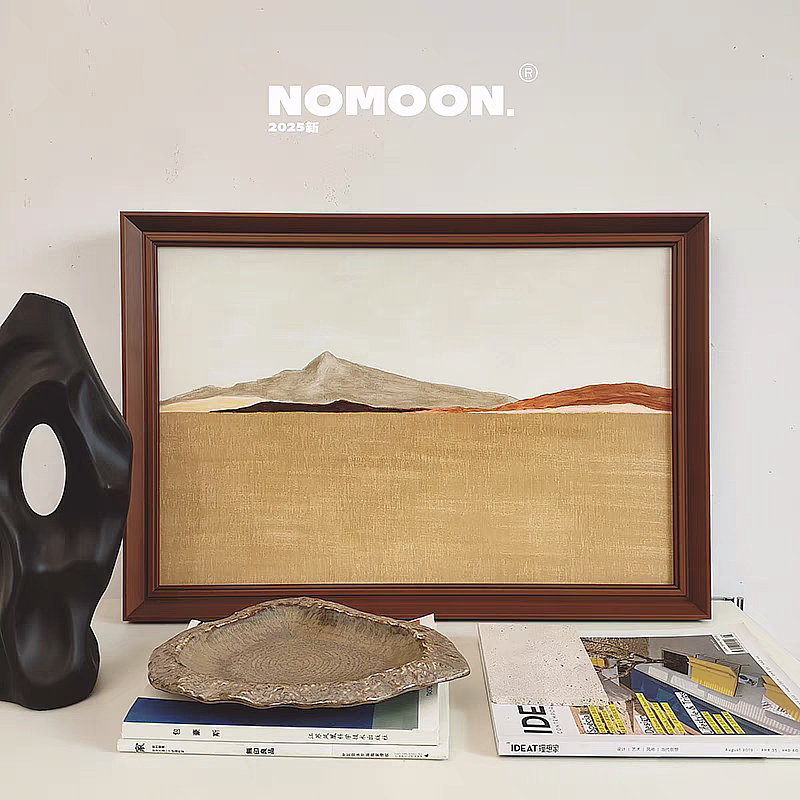 NOMOON《远山》客厅背景墙装饰画风景画餐厅实木中古法式艺术壁画