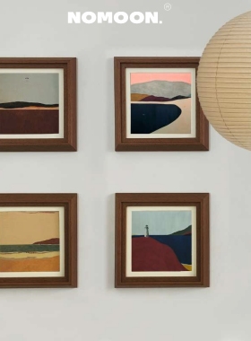 柚木色NOMOON法式挂画中古风书房玄关柜高级感实木小众风景装饰画