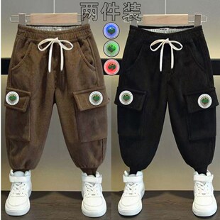 男童早秋痞帅风裤子奥特曼亮灯裤子小男孩灯芯绒迪赛罗工装裤卫裤