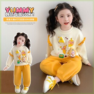 女宝宝运动长裤两件套2026女童星星人套装春天季洋气亮灯卫衣运动