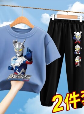 胖男童夏季短袖套装纯棉男孩夏