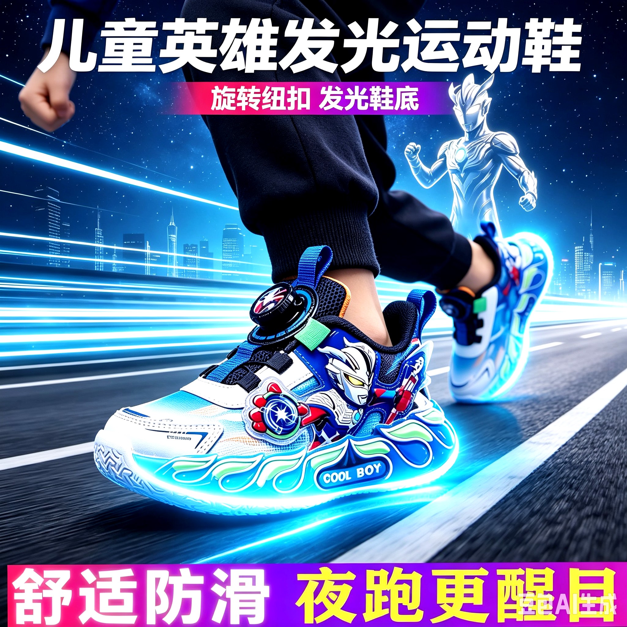 2026秋冬赛罗奥特曼发光鞋男童旋