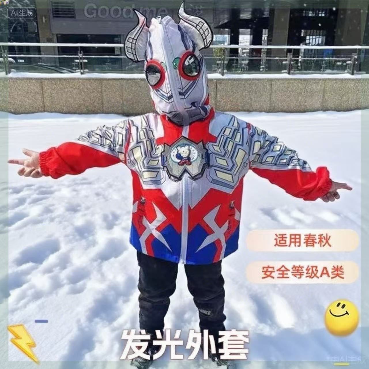 欧布男童奥特曼外套秋季发光儿童帅气迪迦冲锋衣男童薄款春秋上衣