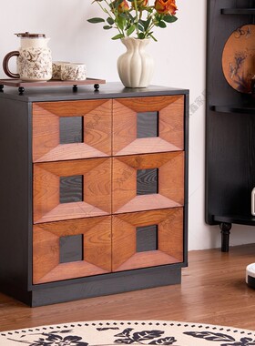 法式复古斗柜抽屉柜落地卡门柜组合实木卧室卧室靠墙床尾置物柜