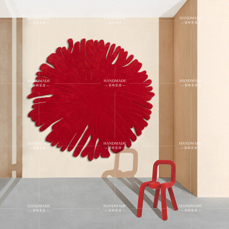 地毯后现代北欧创意不规则红色结婚个性艺术卧室客厅轻奢异形地垫,居家布艺,地毯,淘宝优惠券,粉丝福利购,淘宝优惠卷