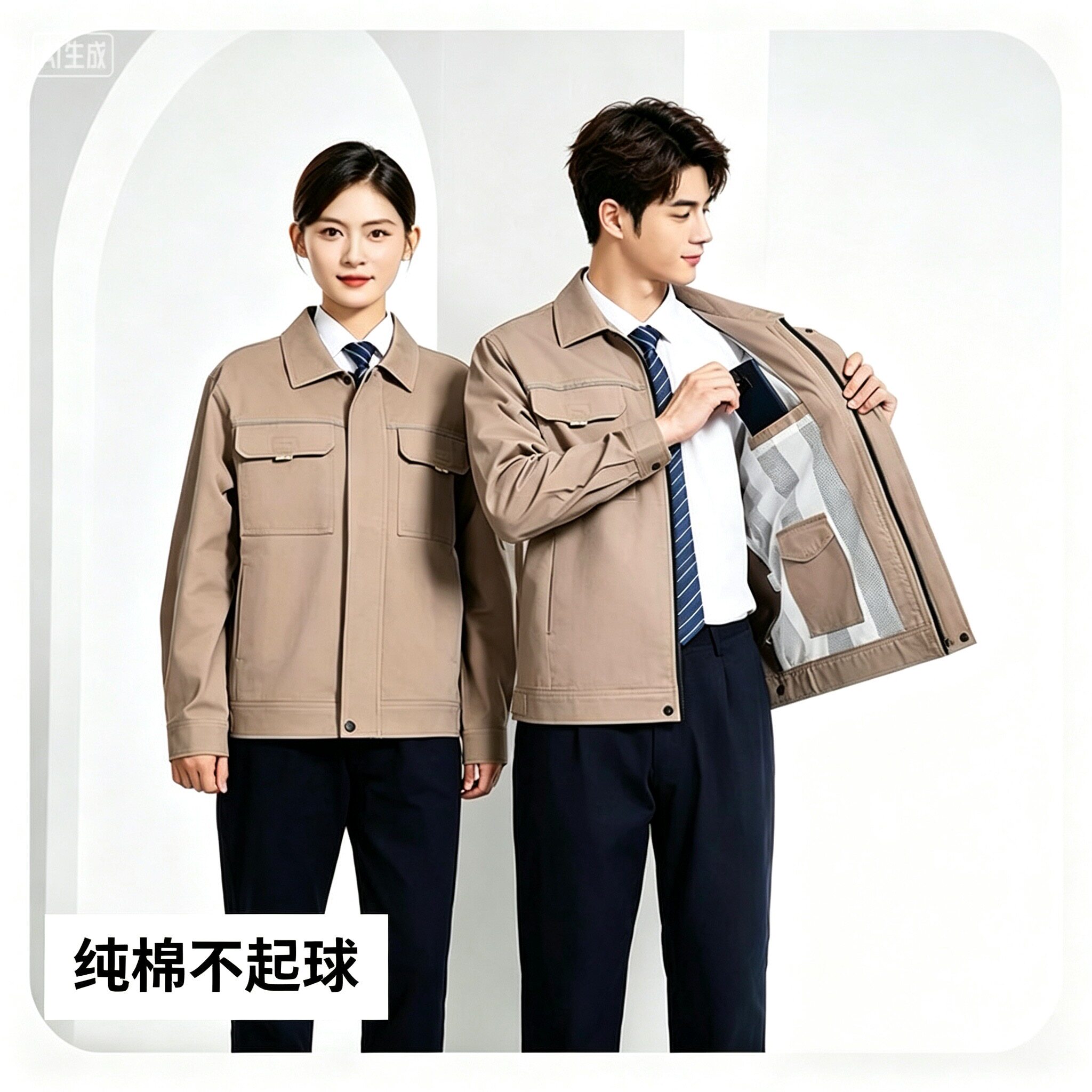 纯棉工作服套装男耐磨耐穿套装工地劳保服机修4S店维修工制服