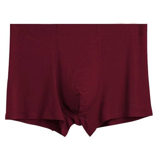 莫代尔酒红色单条个性骚风平角裤