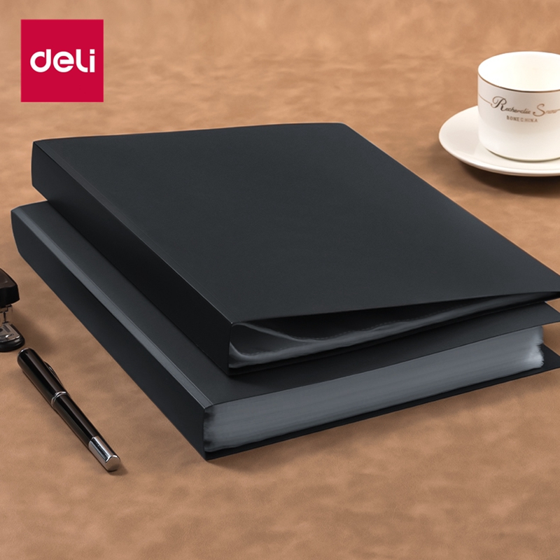 得力乐谱夹a4纯黑灰蓝色文件夹a4资料夹透明插页档案夹钢琴谱夹琴谱夹乐谱收纳册歌曲谱夹子谱曲夹子资料册袋