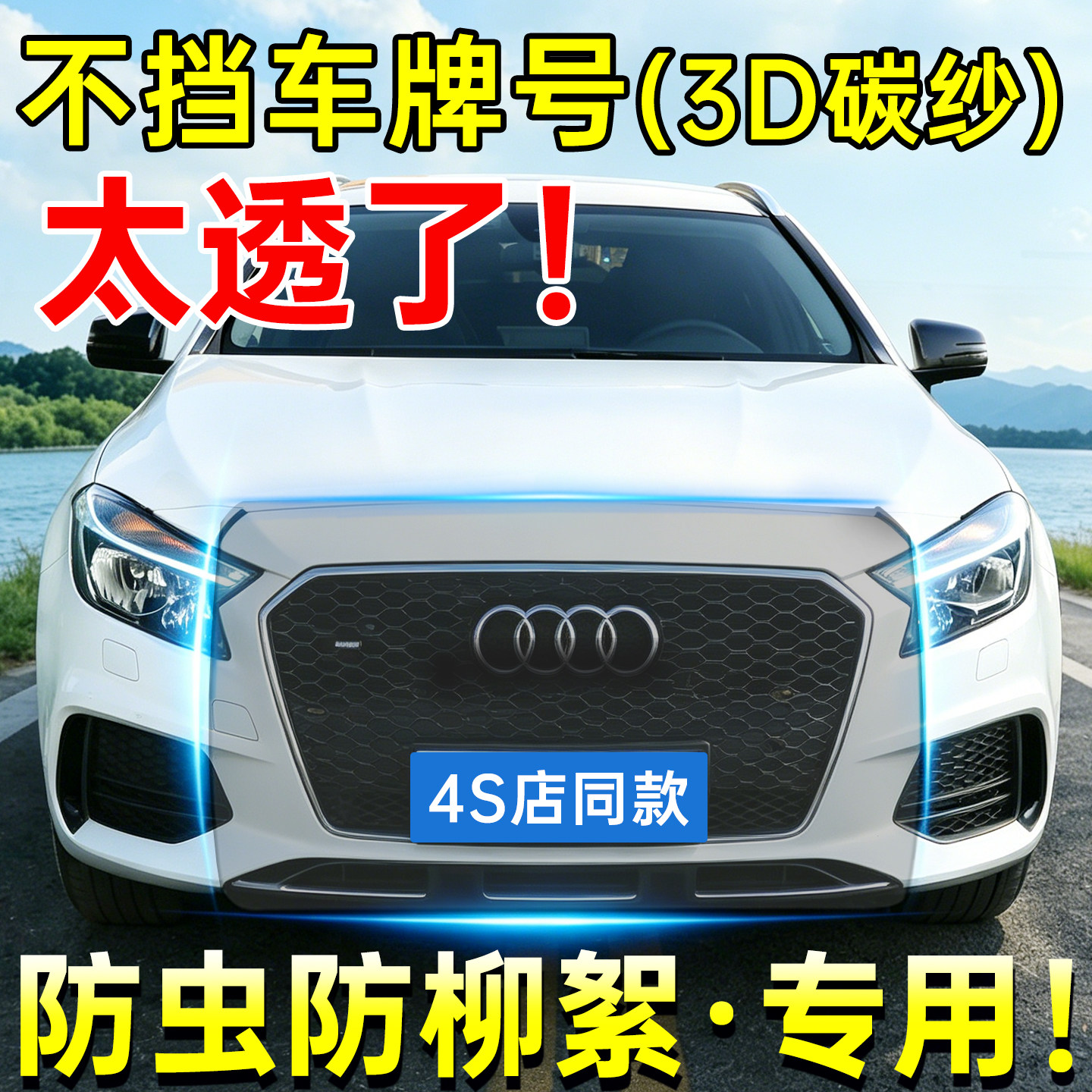 汽车前脸水箱防虫网防柳絮飞絮杨棉网进气格栅中网防尘通用防护网