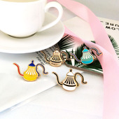 手冲壶滴油胸针配饰珐琅釉饰品 宫廷壶造型胸花 新款 咖啡系列徽章