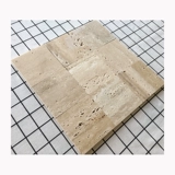 Бежевый травертин, мозаика, настенная наклейка, натуральный мрамор, головоломка, напольная плитка для ванной, туалета, бара, фоновая стена, Интернет-знаменитости