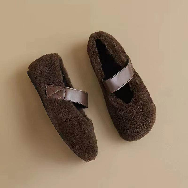 羊皮版软底毛毛豆豆鞋