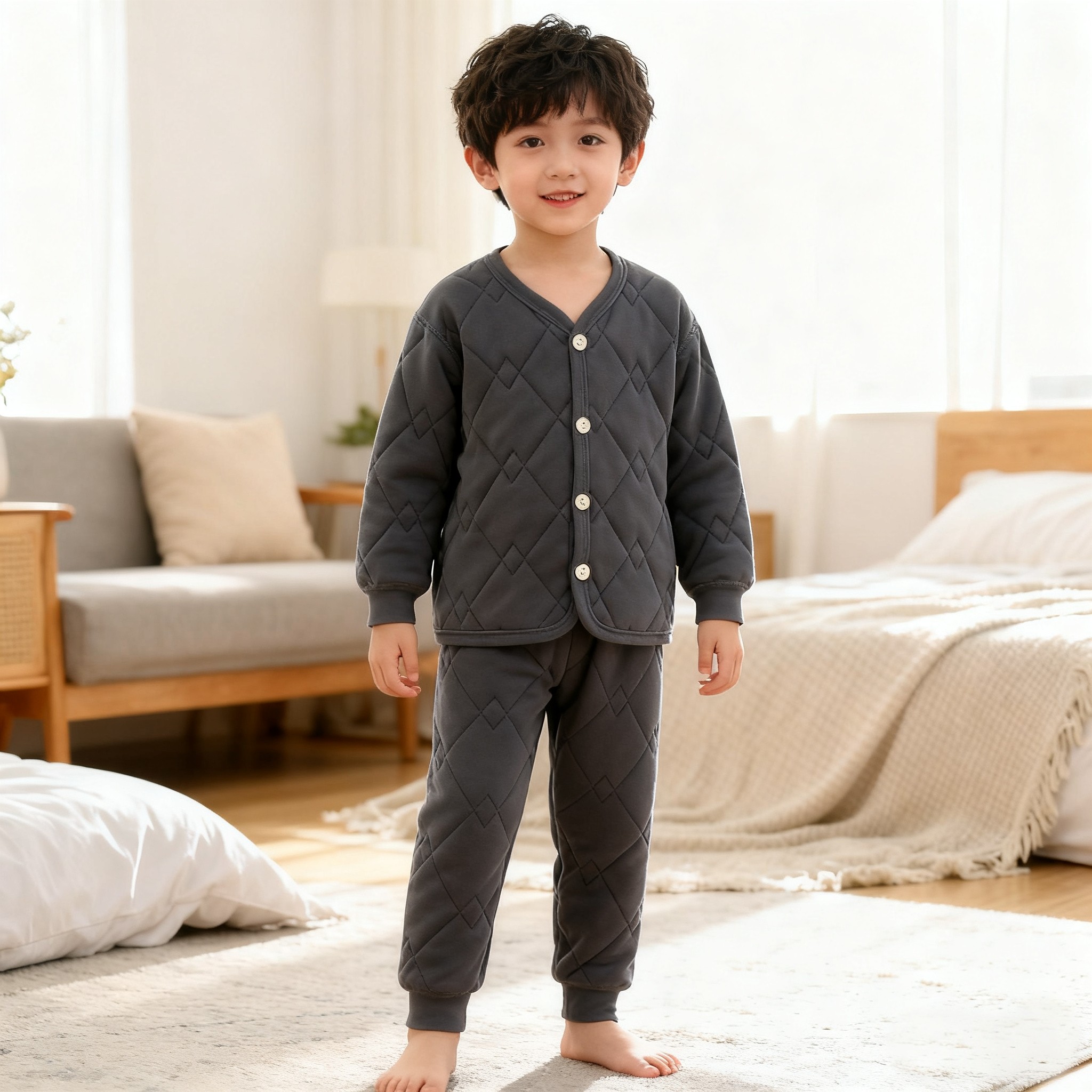 儿童保暖上衣裤秋冬校服神器男女童夹棉加厚棉衣裤打底内胆棉袄套