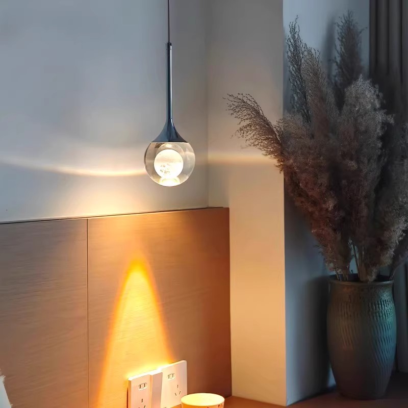 灯品仕现代简约床头吊灯网红款浪漫月球圆形吊灯书房护眼小吊灯