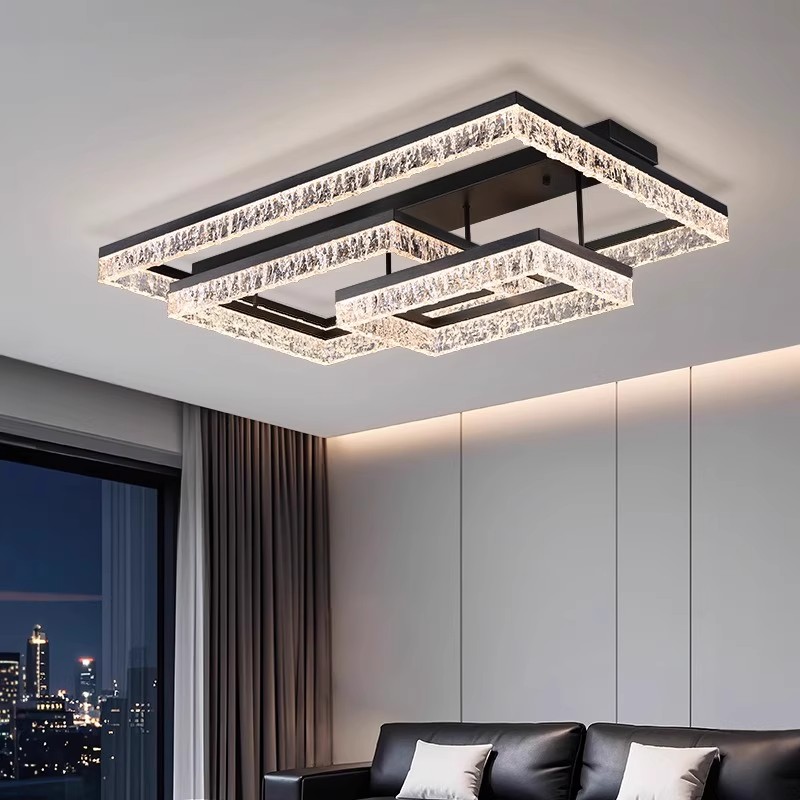 灯品仕客厅灯具现代简约大气高端冰纹客厅主灯2025新款吸顶灯客厅