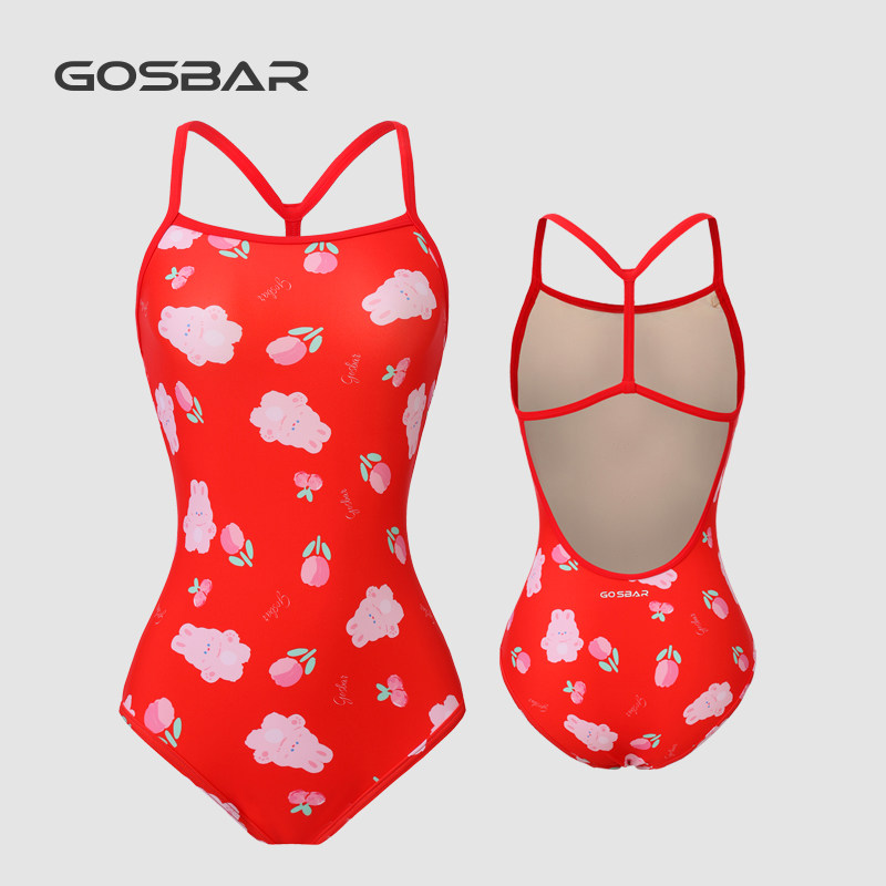 gosbar泳衣2025新款女竞速专业运动训练连体竞技游泳馆兔兔甜心
