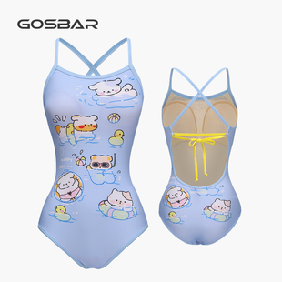 Gosbar泳衣2025新款 专业连体莱卡低叉三角竞速训练抗菌泳池派对