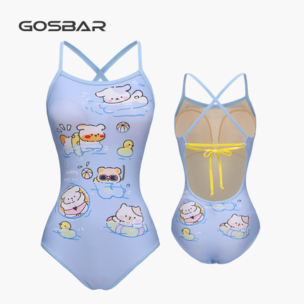 Gosbar2026新款专业莱卡低叉三角竞速训练连体泳衣游泳馆泳池派对