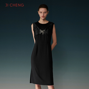 Ji Cheng【米兰时装周秀款】原创设计连衣裙修身显瘦时尚小黑裙女