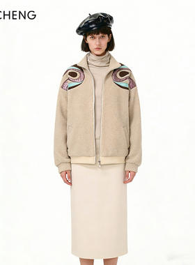 Ji Cheng设计师原创秋冬摇粒绒外套短款冬服休闲加绒加厚拉链外套