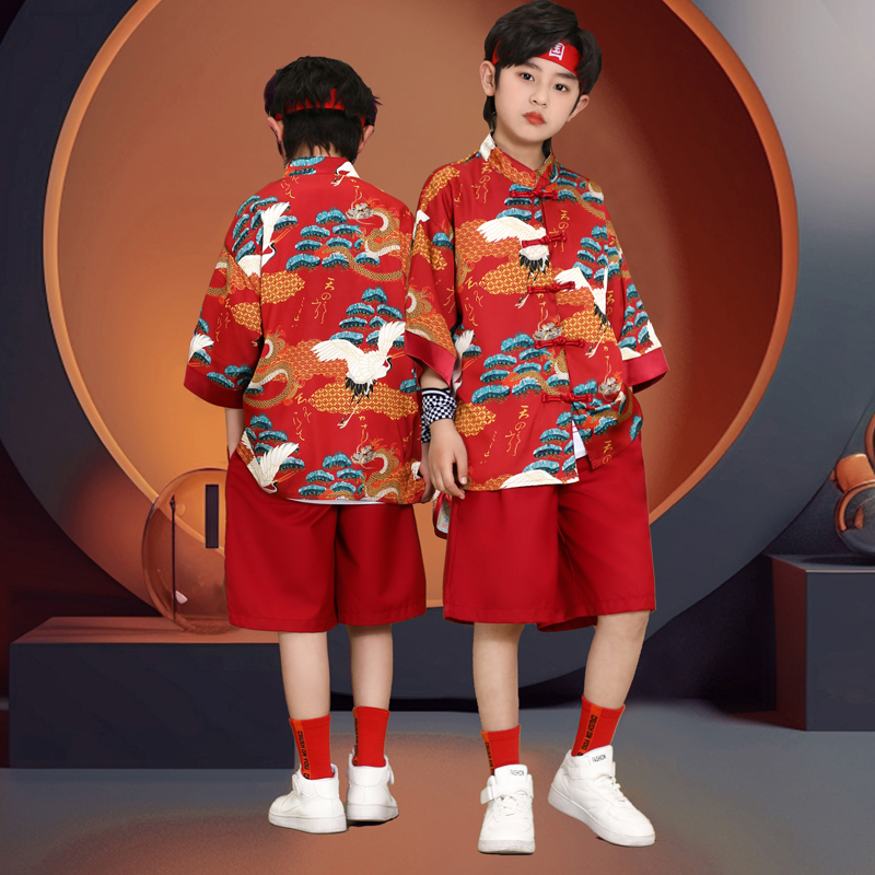 儿童表演服装男童六一中国风演出服国潮汉服女童啦啦队啦啦操唐装-封面