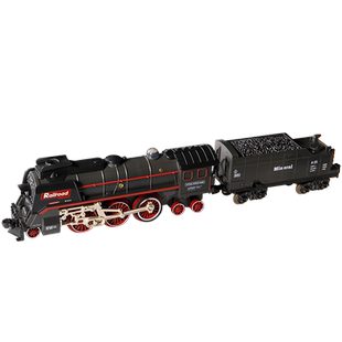 儿童电动遥控复古蒸汽小火车玩具轨道车套装仿真铁轨动车模型男孩