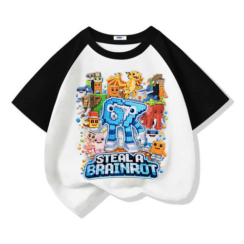 Steal a Brainrot衣服儿童t恤roblox偷走一颗脑红脑腐短袖夏童装