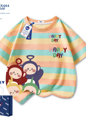 NASA联名天线宝宝女童短袖t恤夏季纯棉2025新款洋气儿童女孩