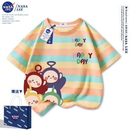 NASA联名天线宝宝女童短袖t恤夏季纯棉2025新款洋气儿童女孩