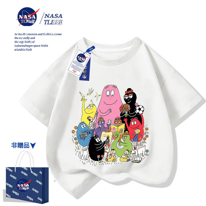 NASA联名卡通动漫Barbapapa巴巴爸爸周边短袖男女夏季休闲儿童