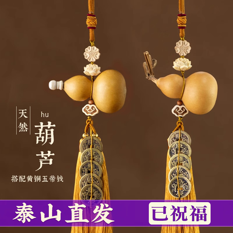 门对门五帝钱门口开口葫芦挂件大门对玄关卧室客厅铜钱真胡芦挂饰