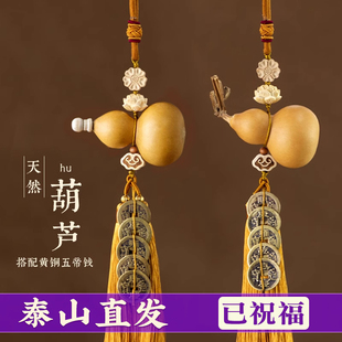 门对门五帝钱门口开口葫芦挂件大门对玄关卧室客厅铜钱真胡芦挂饰