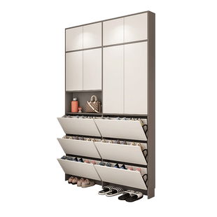 轻奢超薄鞋柜17cm翻斗窄挂衣帽隔断柜架家用客厅间厅柜入户玄关柜