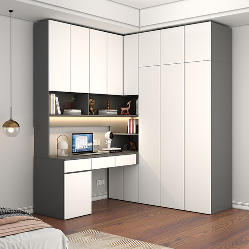 转角衣柜书桌一体电脑桌