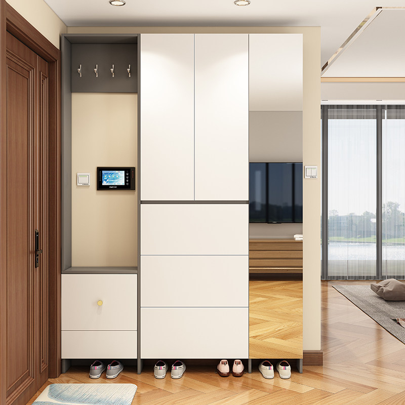 轻奢极简翻斗超薄鞋柜17cm窄挂衣换鞋坐凳一体玄关柜入户家用门口,住宅家具,鞋柜,淘宝优惠券,粉丝福利购,淘宝优惠卷